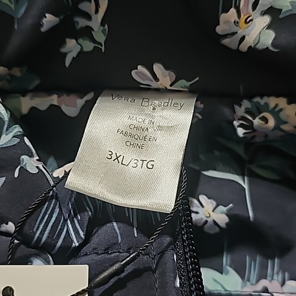 Vera Bradley Puffer Vest Sleeveless Coat Navy Garden‎ Full Zip Fleece Lined 3XL - Picture 9 of 12